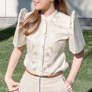 Terno Buttondown top with Chinese Collar